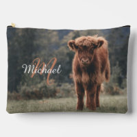 Vache de Highland calvaire herbe d'automne monogra