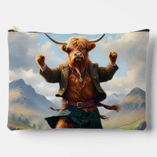 Pochette À Accessoires Vache des Highlands dansant le Highland Fling,