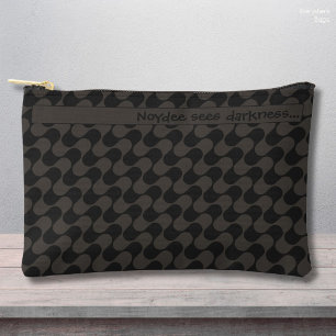 Pochette À Accessoires Vagues Abstraites Noires et Grises avec Texte