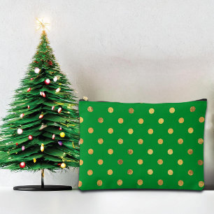 Pochette À Accessoires Vert avec points de Parties scintillant or