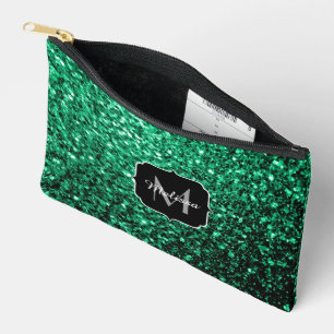 Pochette À Accessoires Vert émeraude faux paillettes scintillent Monogram
