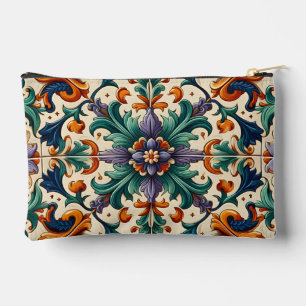 Pochette À Accessoires Vert orange violet portugais Azulejos Carreaux Art