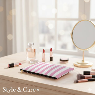 Pochette À Accessoires Verticale rose pâle et blanche