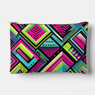 Pochette À Accessoires Vibes rétro géométriques néons