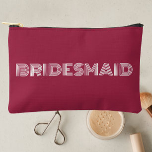 Pochette À Accessoires Vin Rouge Typographie moderne Bridesmaid