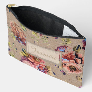 Pochette À Accessoires Vintage Floral Rustique Personnalisé