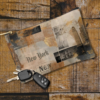 Pochette À Accessoires Vintage New York Urban Collage Art
