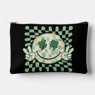 Pochette À Accessoires Visage de sourire de trèfle drôle de jour de Saint