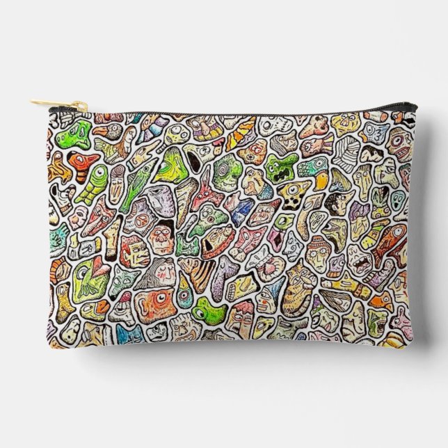 Pochette À Accessoires Visages de Dessin Animé Bizarre Crayon de Couleur (Recto)