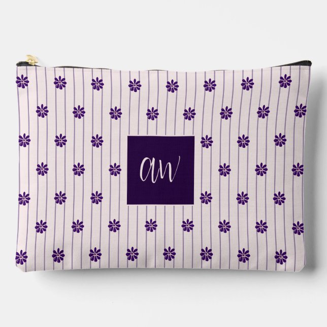 Pochette À Accessoires Vos Initiales Violet & Broussailles Fleurs violett (Recto)