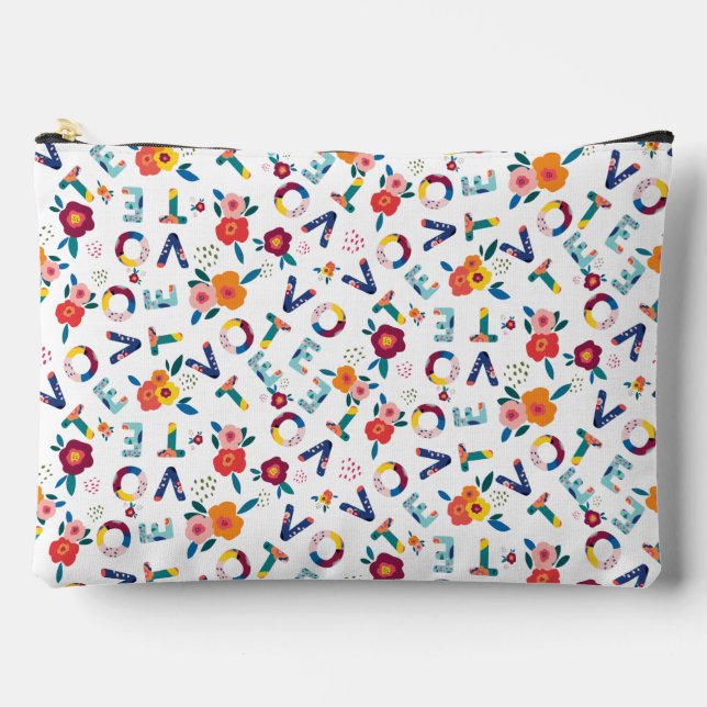 Pochette À Accessoires Vote Modern Floral in Green Pink Orange Blue (Recto)