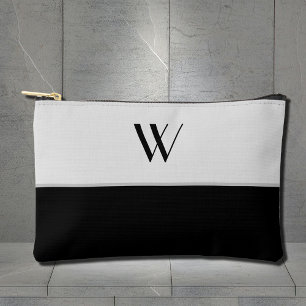 Pochette À Accessoires Votre monogramme en noir et blanc