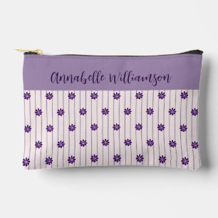 Pochette À Accessoires Votre nom Violet & Broussets Violet Fleurs pourpre