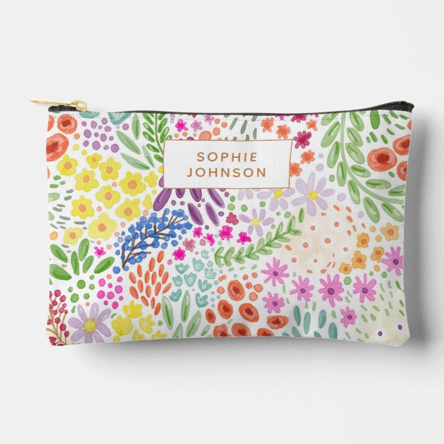 Pochette À Accessoires Watercolor Floral Pattern Pretty Personalized (Recto)