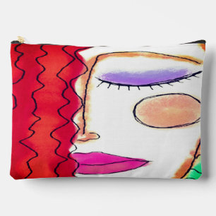 Pochette À Accessoires Wavy Red Hair Art Abstrait original