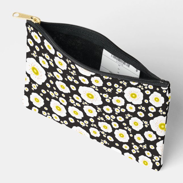 Pochette À Accessoires White Poppies Small Zipper Pouch (Ouvrir)