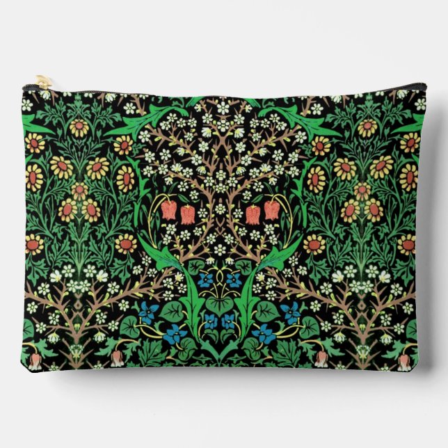 Pochette À Accessoires William Morris Jacobean Floral, Arrière - plan noi (Recto)
