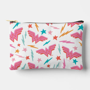 Pochette À Accessoires Wonder Woman Logo Rose et Motif Éclair