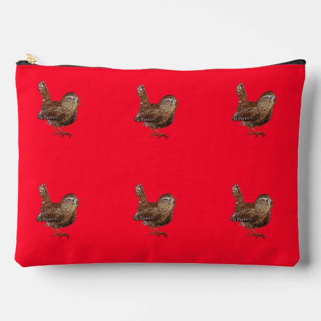 Pochette À Accessoires Wren Bird Chantant Vivid Rouge (Recto)