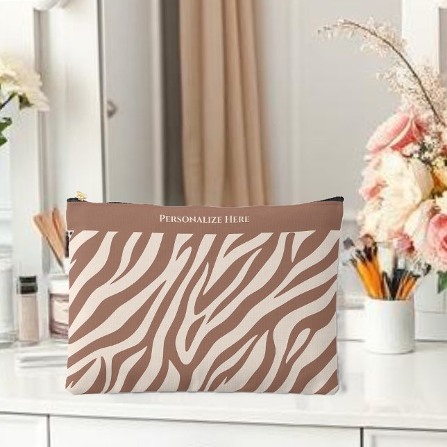Pochette À Accessoires Zebra Print-Mocha Mousse (Zebra Print-Mocha Mousse Accessory Pouch)