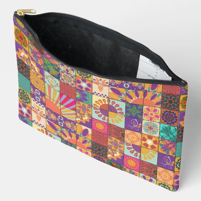 Pochette à poches les années 70 rétro (Ouvrir)