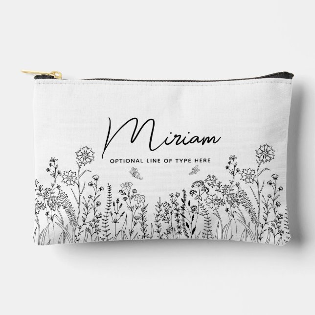 Pochette cosmétique florale tendance écriture élég (Recto)