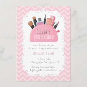 Pochette de maquillage rose Filles Invitations de 
