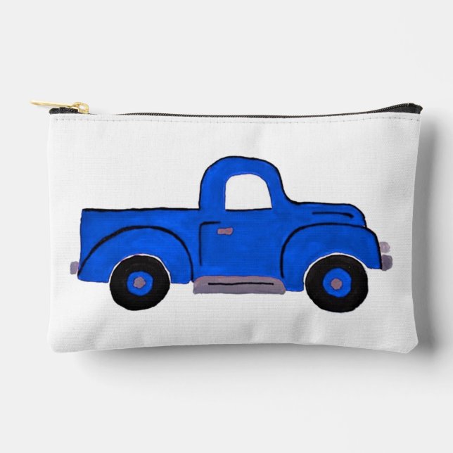 Pochette zippée multifonction de camion bleu peint (Recto)