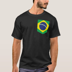Pocket Brazil Flag Brazilian Men Women Kids Boys G T-Shirt