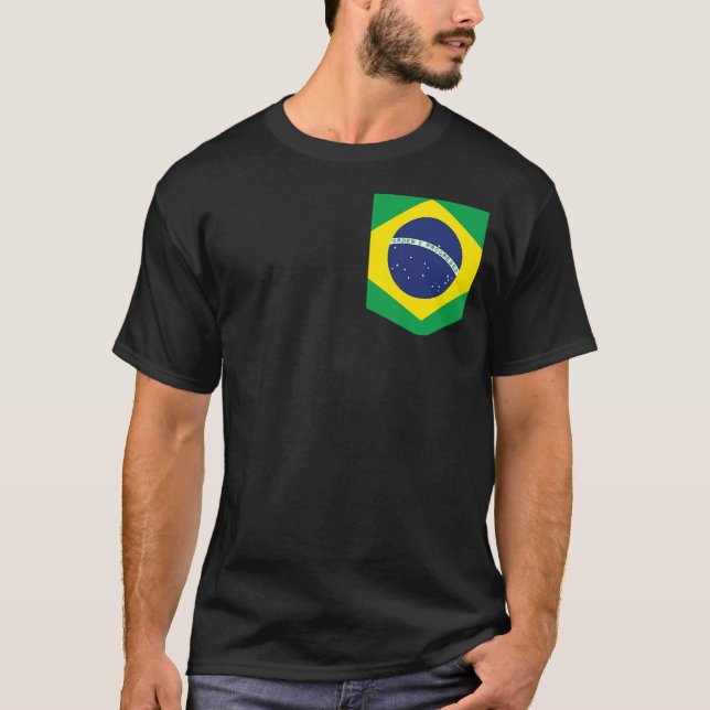 Pocket Brazil Flag Brazilian Men Women Kids Boys G T-Shirt (Front)
