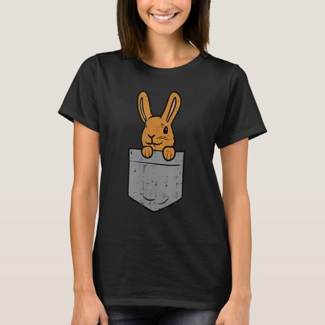Pocket Bunny Rabbit Cute Happy Easter Day Men Wome T-Shirt (Front)