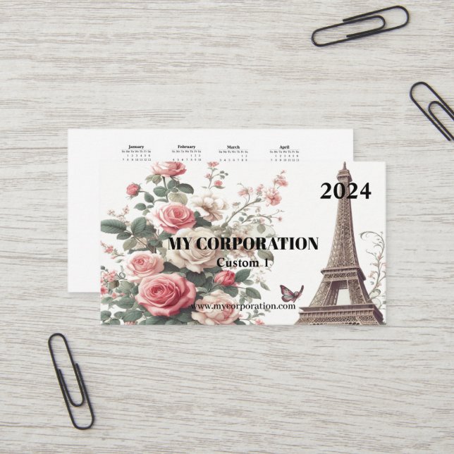 Pocket Calendar 2024 - Paris Business Card (Front/Back In Situ)
