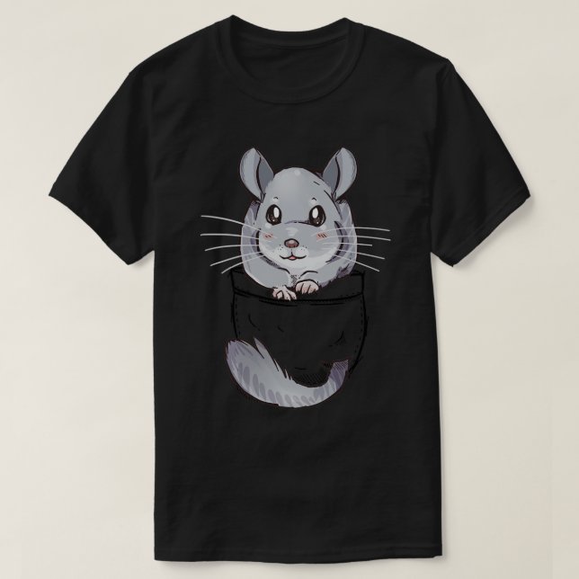 Pocket Cute Grey Chinchilla  T-Shirt (Design Front)
