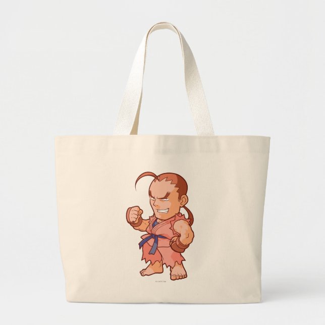 Pocket Fighter Dan Large Tote Bag (Front)