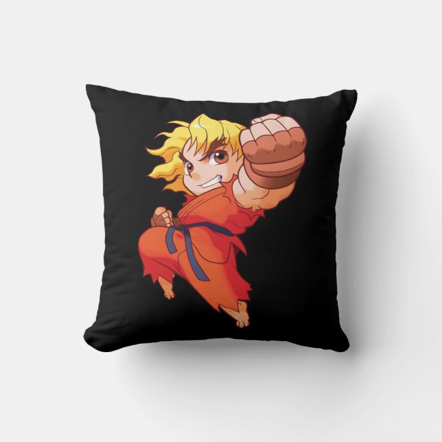 Pocket Fighter Ken Throw Pillow (Front)