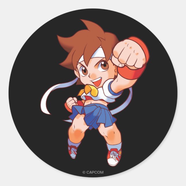 Pocket Fighter Sakura 2 Classic Round Sticker (Front)