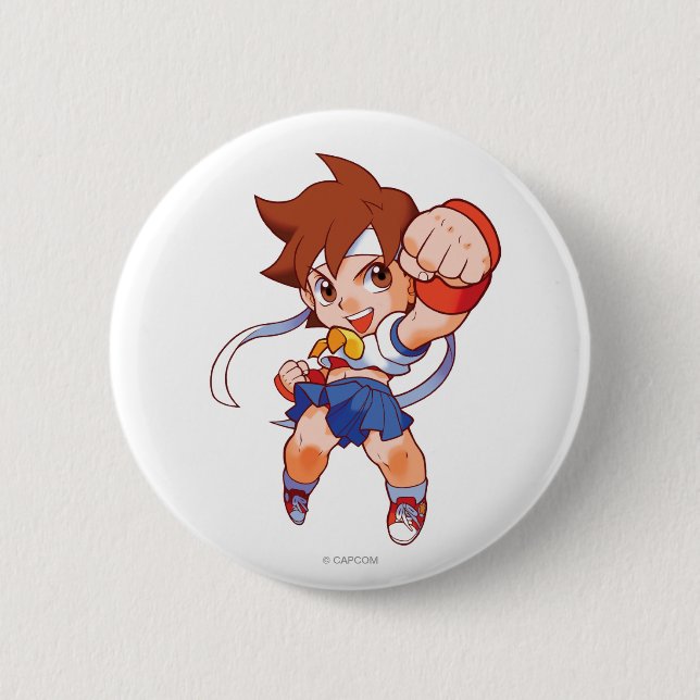Pocket Fighter Sakura 2 Inch Round Button (Front)