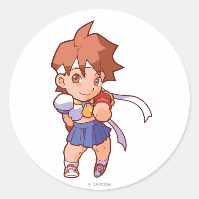 Pocket Fighter Sakura Classic Round Sticker (Front)