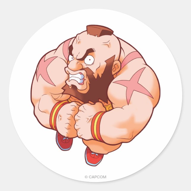 Pocket Fighter Zangief Classic Round Sticker (Front)