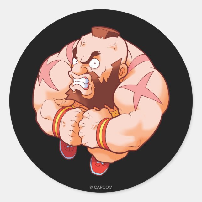 Pocket Fighter Zangief Classic Round Sticker (Front)