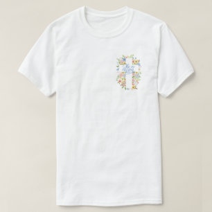 Pocket Floral Cross He is Risen Easter Unisex T-Shirt