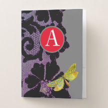 POCKET FOLDER LACE IN BLUE CUSTOM INITIAL