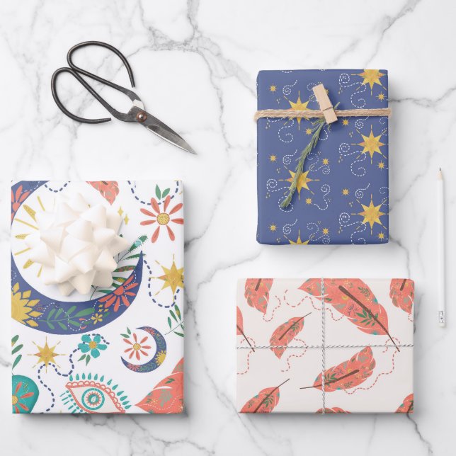 Pocket Full of Glimmers Boho Wrapping Paper (Front)