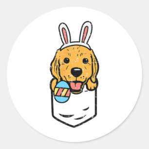 Pocket Golden Retriever Bunny Cute Easter Dog Men  Classic Round Sticker