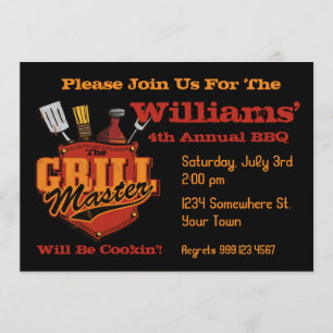 Pocket Grill Master BBQ Invitations