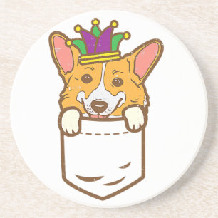 Pocket Jester Welsh Corgi Mardi Gras Dog Lover Own Coaster