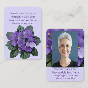 Pocket Keepsake Memorial African Violet Purple Business Card