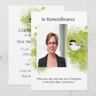 Pocket Keepsake Memorial Chickadee Nature Bird Art Invitation