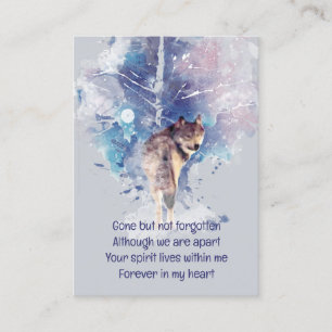 Pocket Keepsake Memorial Remembrance Wolf Business Card