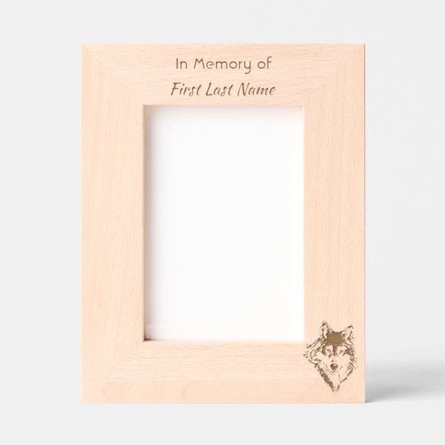  Pocket Keepsake Memorial  Wolf Looking Back Etched Frames (Front)